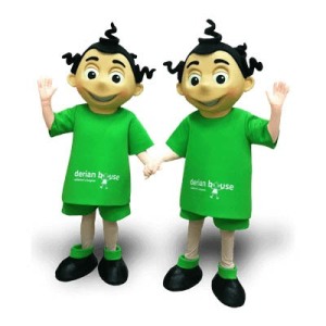 Boy and Girl Mascot Costumes - made for a Hospice