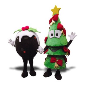 Christmas Themed Mascots: Pudding and Tree